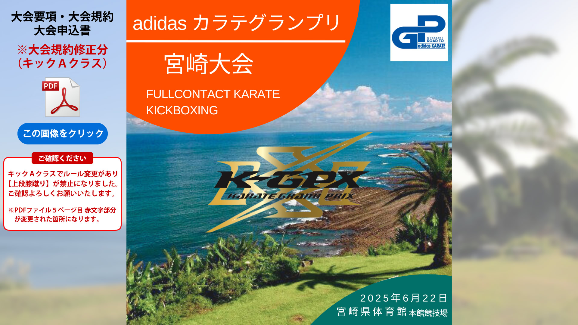 adidas KARATE GRAND PRIX 宮崎大会 2025年6月22日　開催